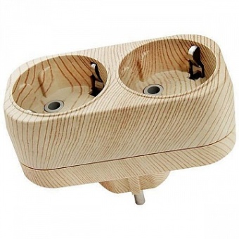 Колодка розеточная ЭКО 2-местный, с заземлением, сосна, SQ1806-0074 SQ1806-0074 TDM